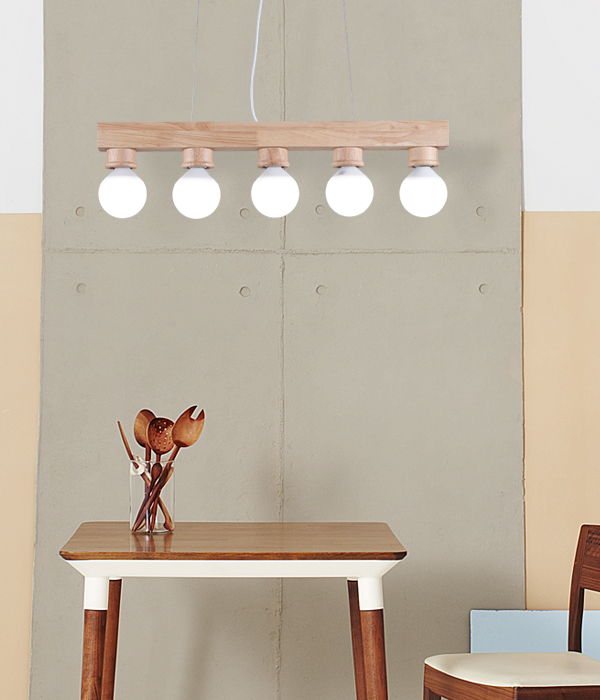 우드롬 우드식탁등 5등 주방식탁조명