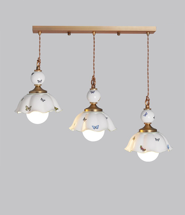 버터린 화이트 공 도자기 1등, 2등, 3등 펜던트전등 식탁등